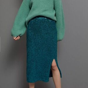 Maeve Teal Midi Skirt